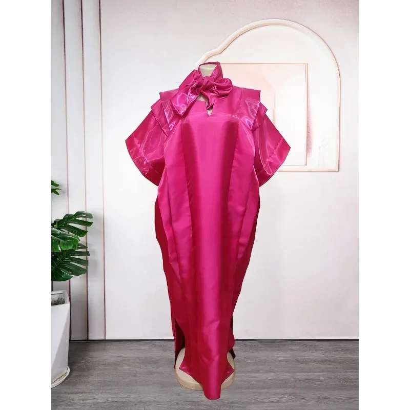 

2025 New Evening Prom Pleated Long Dresses for Women Summer Puff Sleeves V-neck Woman Split-front Loose Maxi Dresses