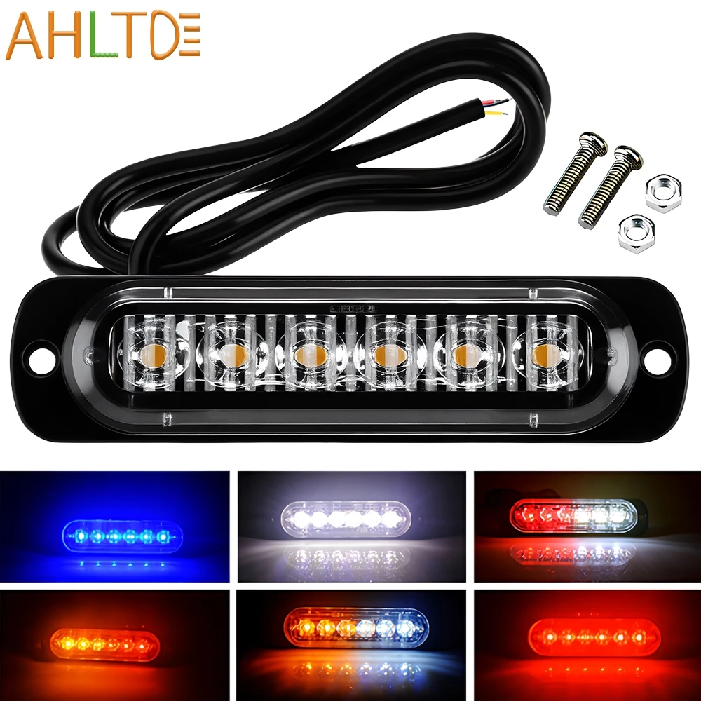 Auto Traffic Turn Signal Waterproof 6Leds Warning Strobe Grille Flashing Lightbar 12V-24V Car Beacon Lamp Yellow White Red Blue