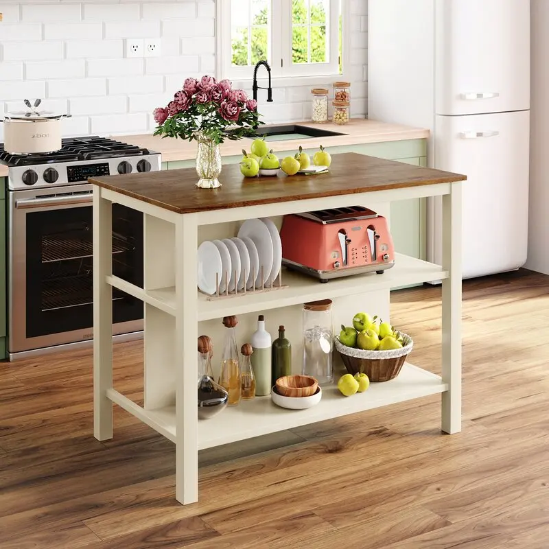 American open kitchen mid-island coffee console small apartment dining side cabinet solid wood dining table cooking table