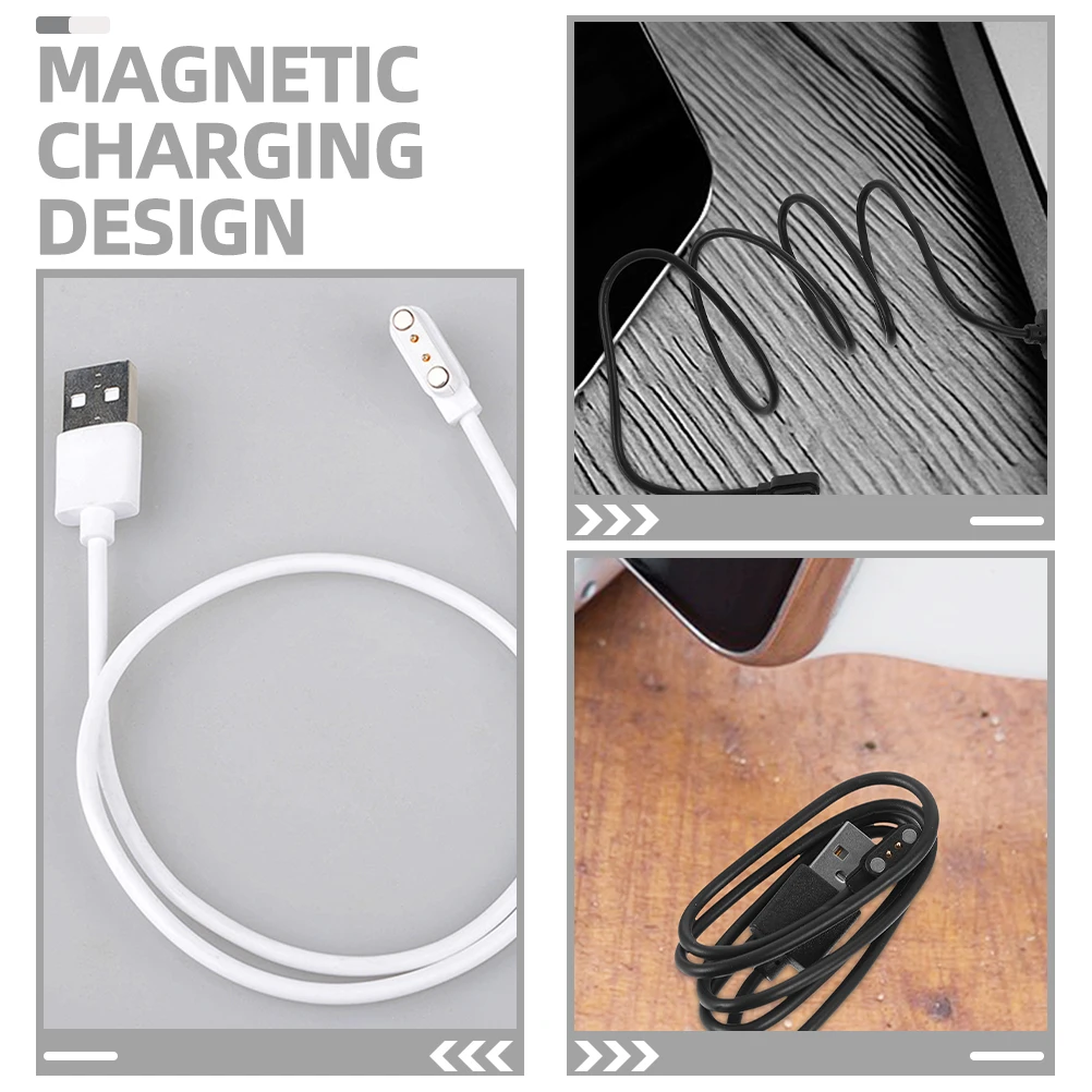 

2pcs Pcs Smartwatch Charging Cable Magnetic 2 Pin Universal Cable USB 2 Sizes Travel Accessories