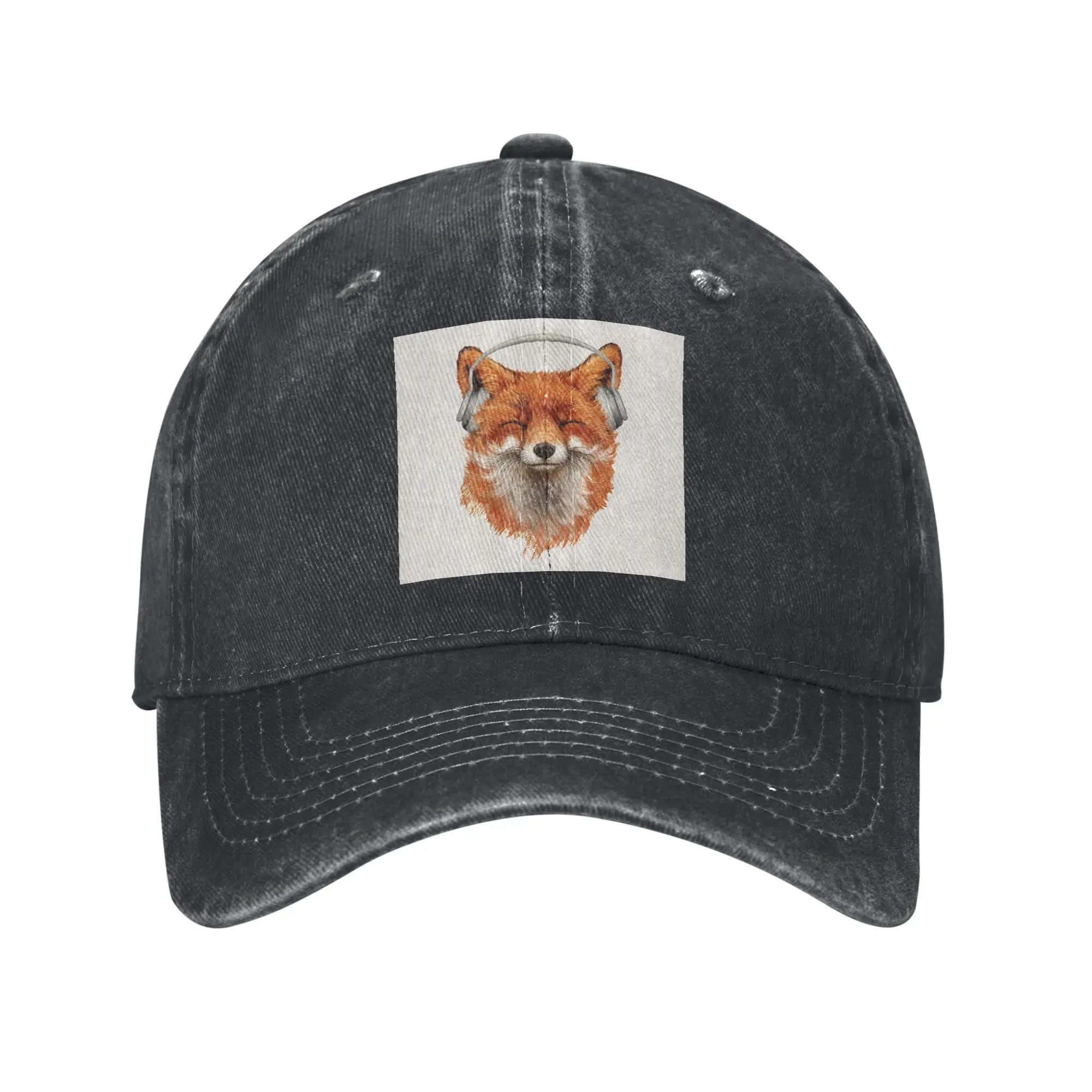 Smiling Musical Fox Coasters Denim Cap Casual Baseball Caps Adjustable Hat Summer Unisex Baseball Hats