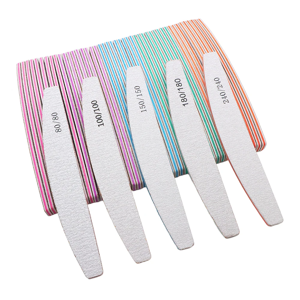 10Pcs/Lot Professional Nail Polish File Set 80 100 150 180 240 Grit Nail File Moon Style Manicure Limes Nails Files Buffer Tools