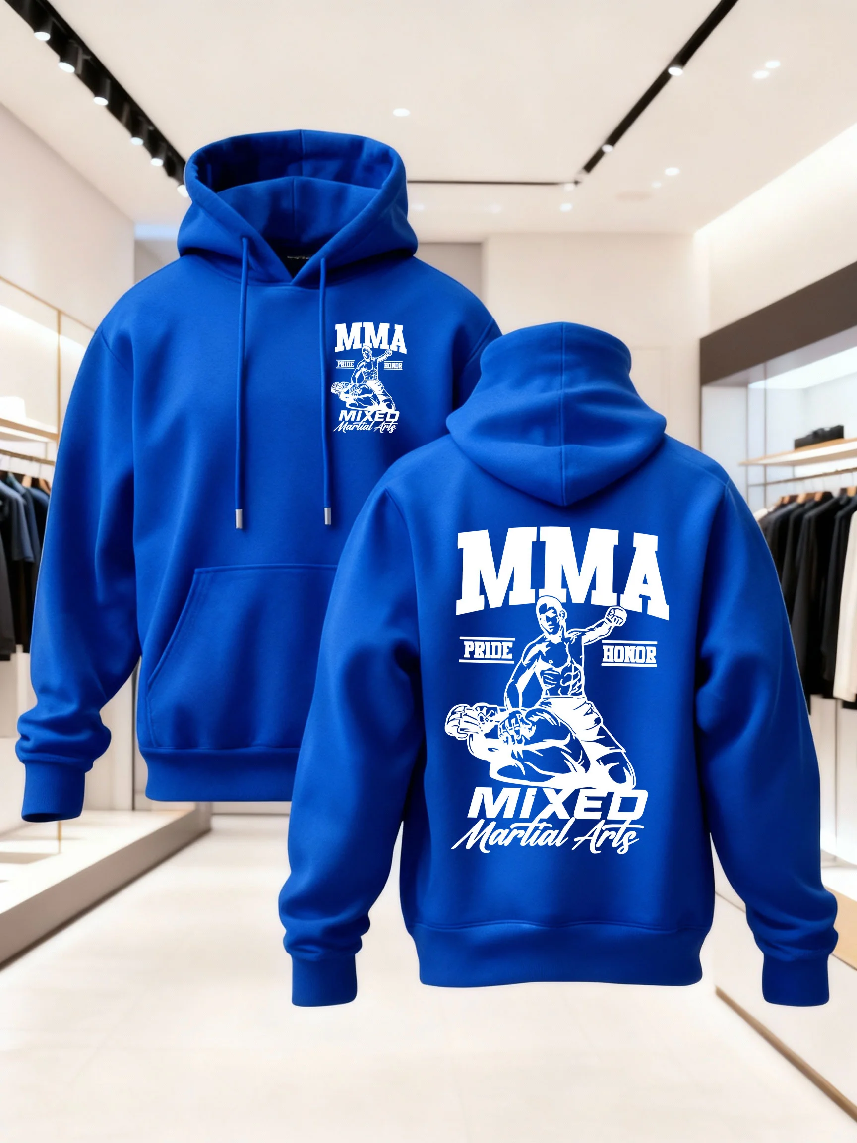 Herren MMA Hoodie Mixed Martial Arts Grafik Herbst Winter Fleece Sweatshirt Kampfsport Vintage Streetwear Pullover Locker Geschnitten – Detail 2