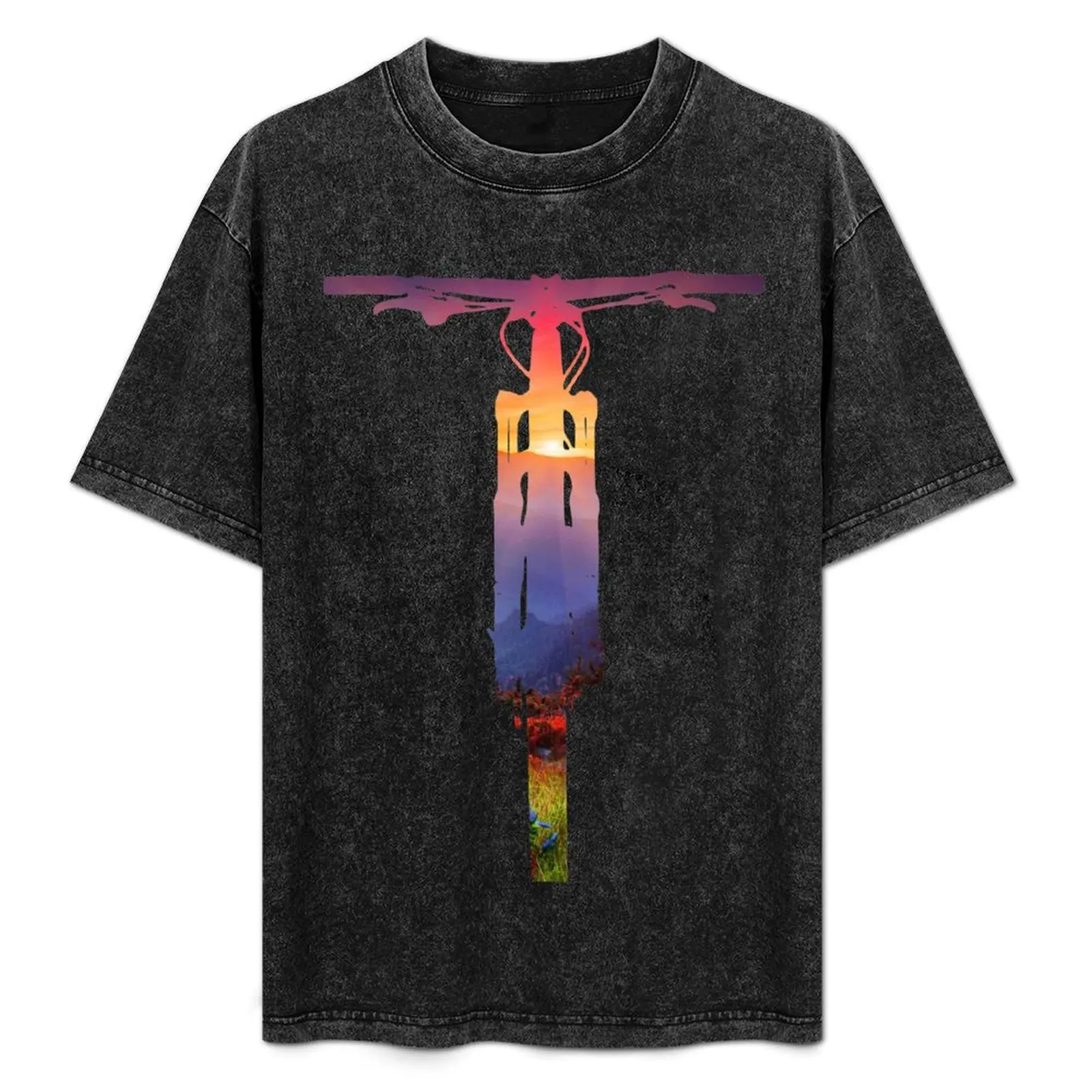 

Mountain Bike Sunset - MTB Collection #002 T-Shirt Basic Solid Color Short Sleeve Cotton Top