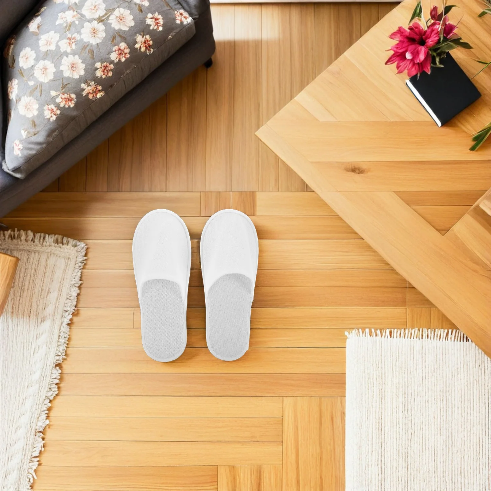 

28pcs Disposable Slippers Eva Sole Non Slip White Closed Toe For Hotel Spa Travel Wedding Guest Bath Bulk Pack Foot Care Tool