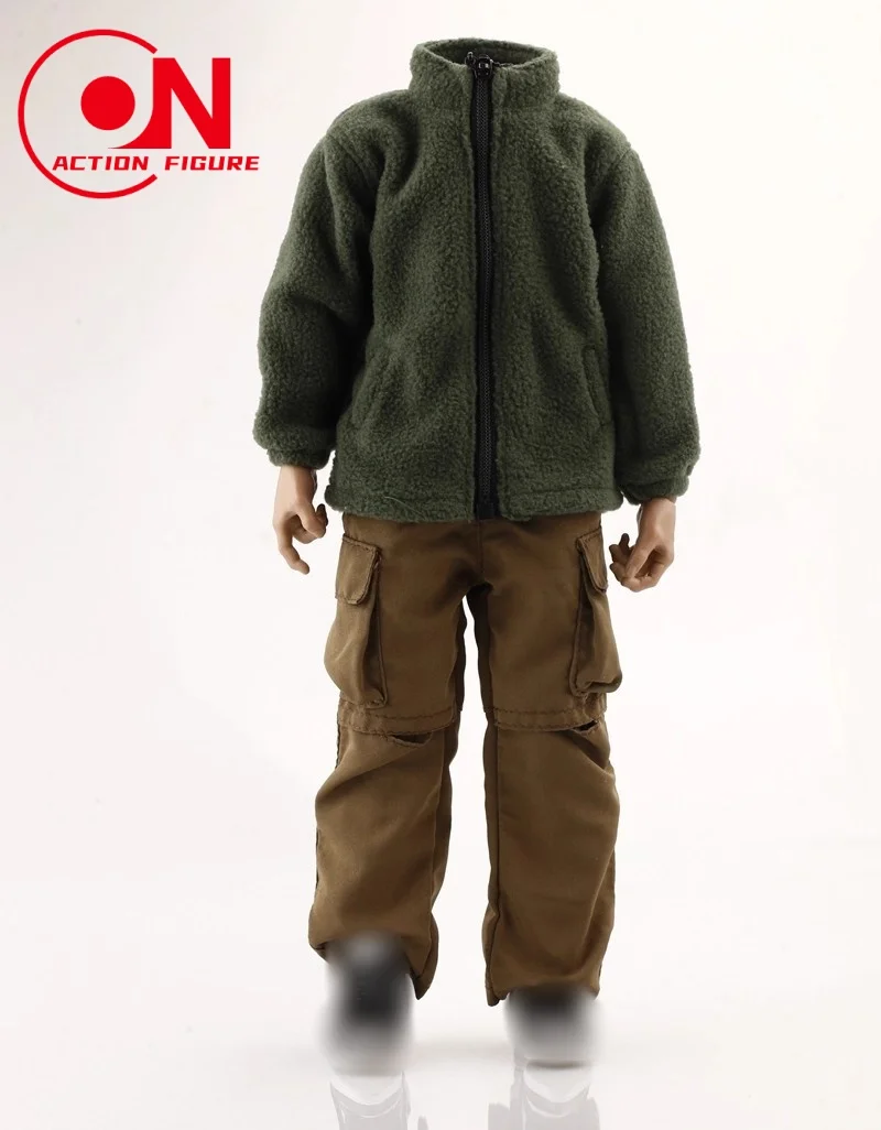 1/6 Scale Male Solid Color Casual Lamb Fleece Zipper Jacket Coat Clothes Model Fit 12inch Action Figure Body