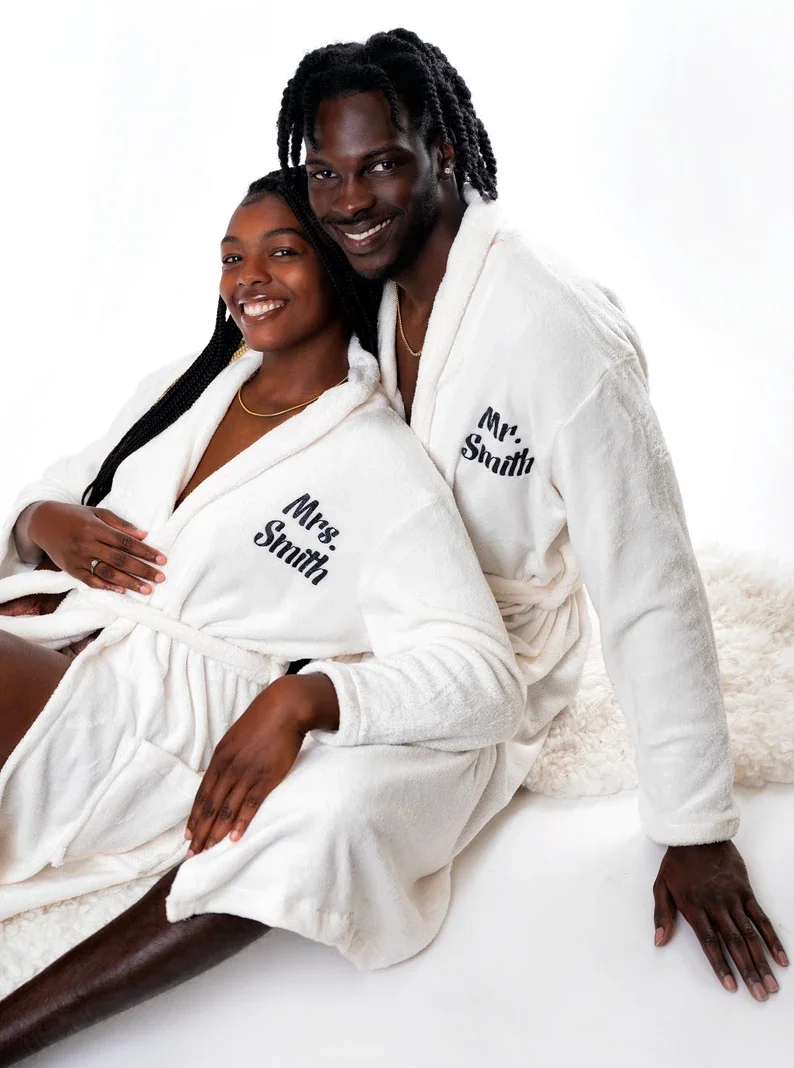 Couple Plush Bathrobes Customized His and Hers Bathrobes Wedding Gifts Personalized Bathrobe King and Queen Robes Bridal Shower