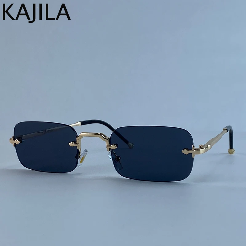 Kleine Rahmen Rechteck Randlose Punk Sonnenbrille Männer 2025, Luxus Marke Vintage Metall Sonnenbrille Für Männliche Klassische Shades UV400 – Detail 1