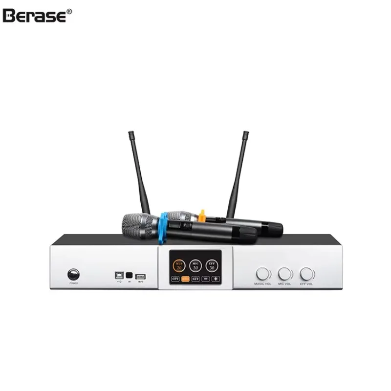 2 Channel 600W Power Amplifier Built-in Effect Processor & Wireless Microphone for Home Church Party Pro Audio Sound System
