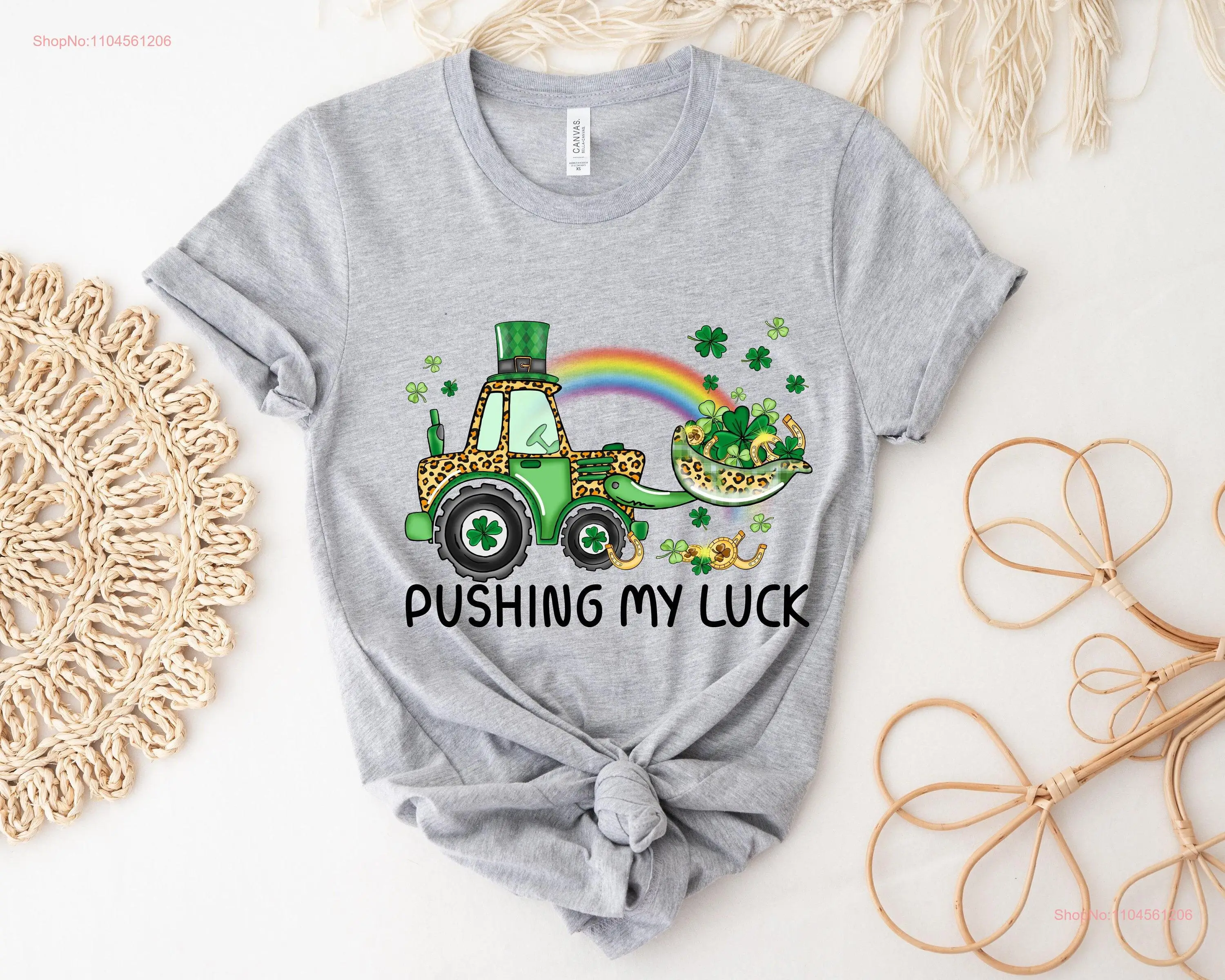 

Детская футболка «Pushing My Luck», забавная футболка Paddys Tractor Shamrock для Patty's Clover с длинными или короткими рукавами