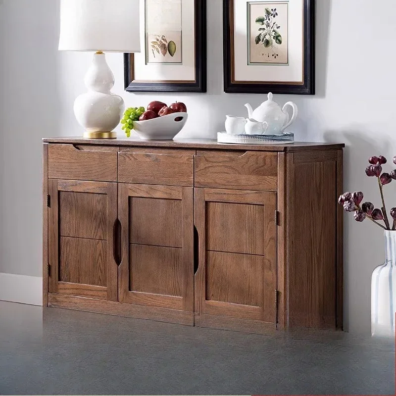 

Imported red oak side cabinet restaurant bowl solid wood dining cabinet
