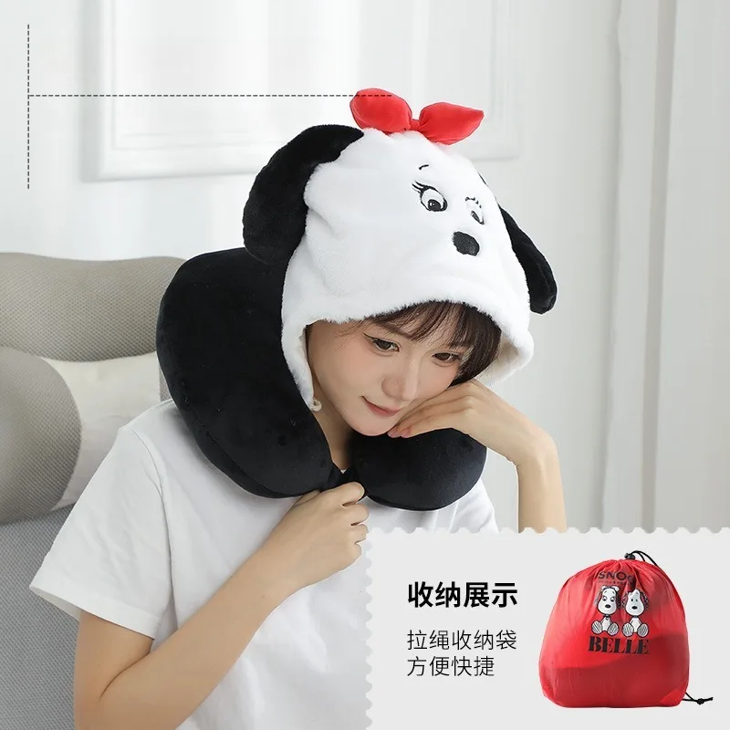 YOUMAI Snoopy Hooded Pillow Travel Portable Neck Protection U-shaped Pillow Storage Neck Protection Pillow Adjustable Size