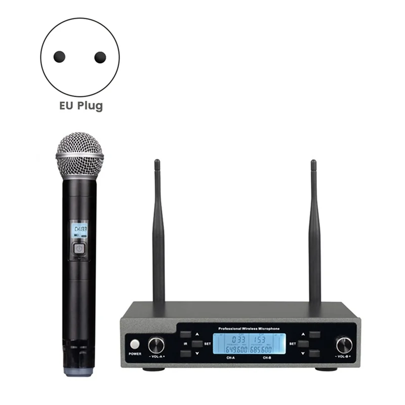 

A37T-Professional Dynamic Handheld Microphone With Receiver One-To-Two Mic Stage Singing KTV Audio Karaoke System