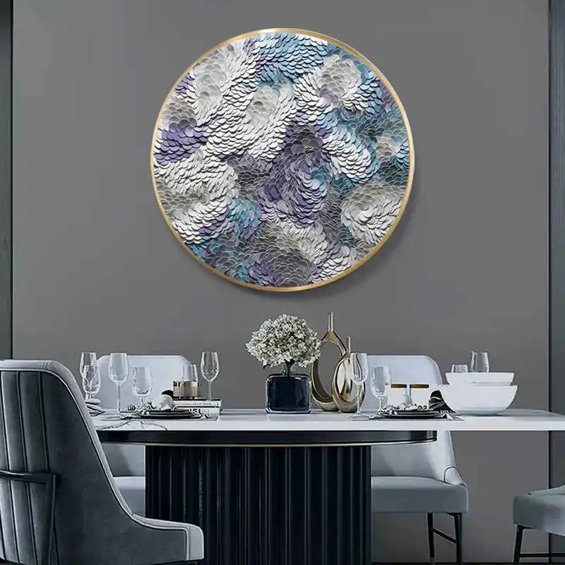 High-end atmosphere, round, entrance entrance, decorative painting 5D three-dimensional, leather physical painting