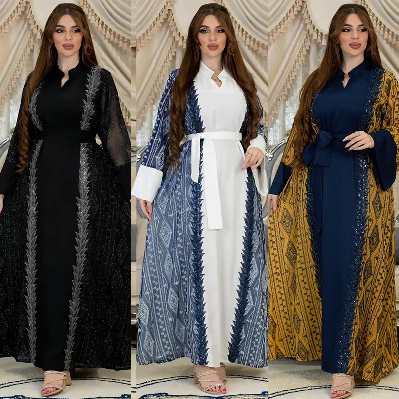 

Mesh Long Dress Women Abaya Muslim Ramadan Muslim Fashion Embroidery Dubai Big Swing Dresses Jilbab Eid Robe Islam Clothing 2024