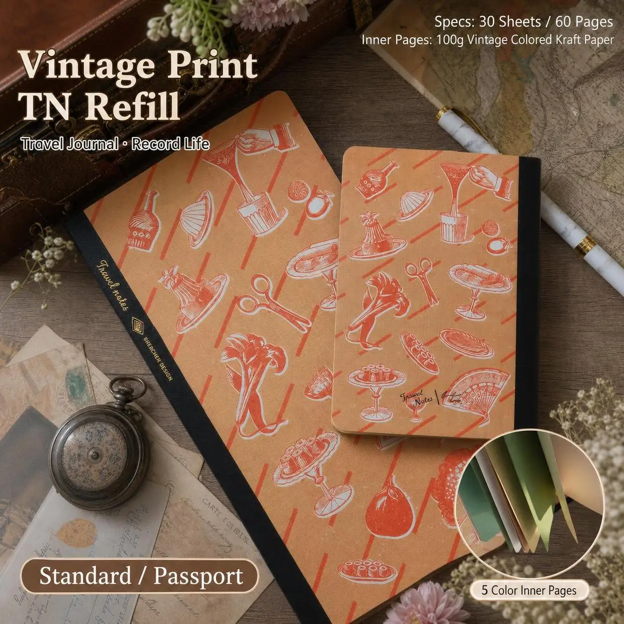 Retro Travelers Notebook Colorful Blank Inner Pages Texture Paper Cover Travel Planner Journal Office School Stationery Supplies