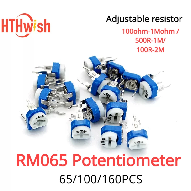 

65/100/160PCS RM065 Potentiometer Adjustable resistor 100/200/500/1K/2K/5K/10K/20K/50K/100K/200K/500K/1M Potentiometer kit