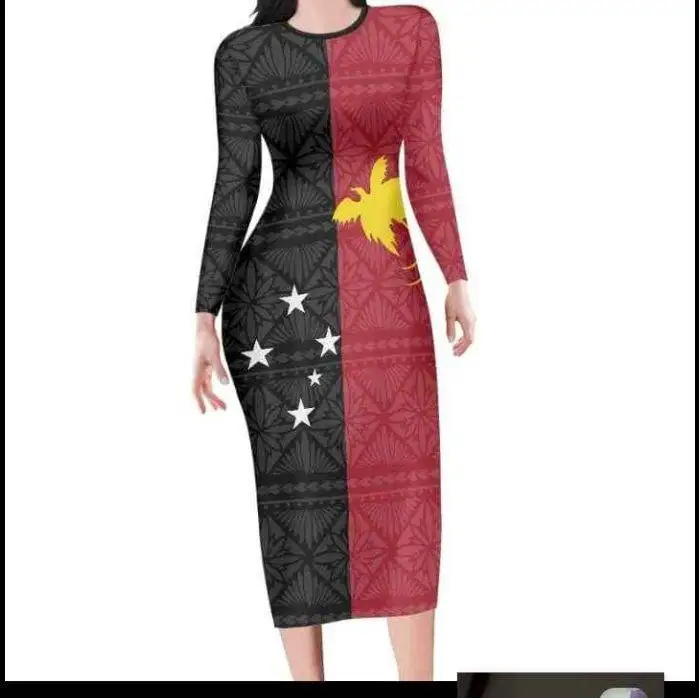 

Island Dress Polynesian 2021 New Chic Europe Size Midi Dress Stretch Minimalist U-neck Sexy Pockets Dress D94