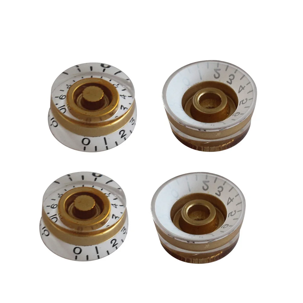 

4Pcs Electric Guitar Large Round Control Knobs Premium Acrylic Volume Tone Replacement for Style Vintage Look