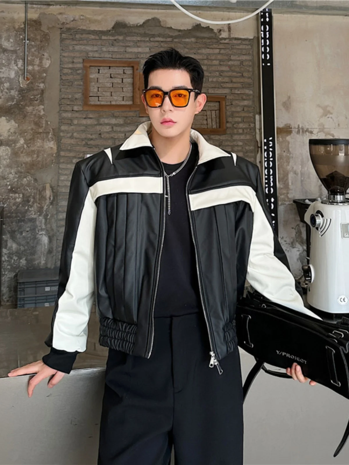 Casual hoogwaardig leer Color-Blo Design Jaet lichtgewicht luxe Sle lente herfst bovenkleding voor heren