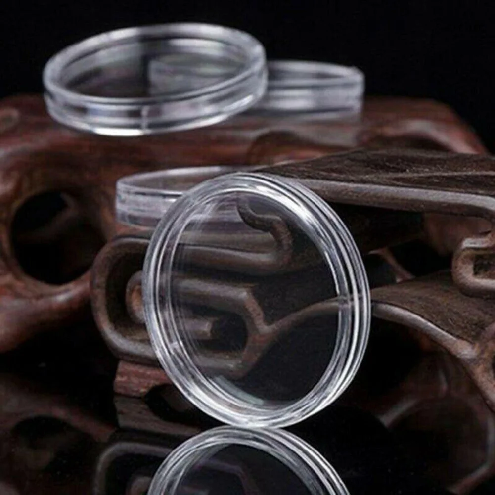 

Пластиковые прозрачные капсулы для монет, коробка-держатель для хранения, 100 штук, для монет диаметром 21 мм, с надежным замком и высокопрозрачным покрытием