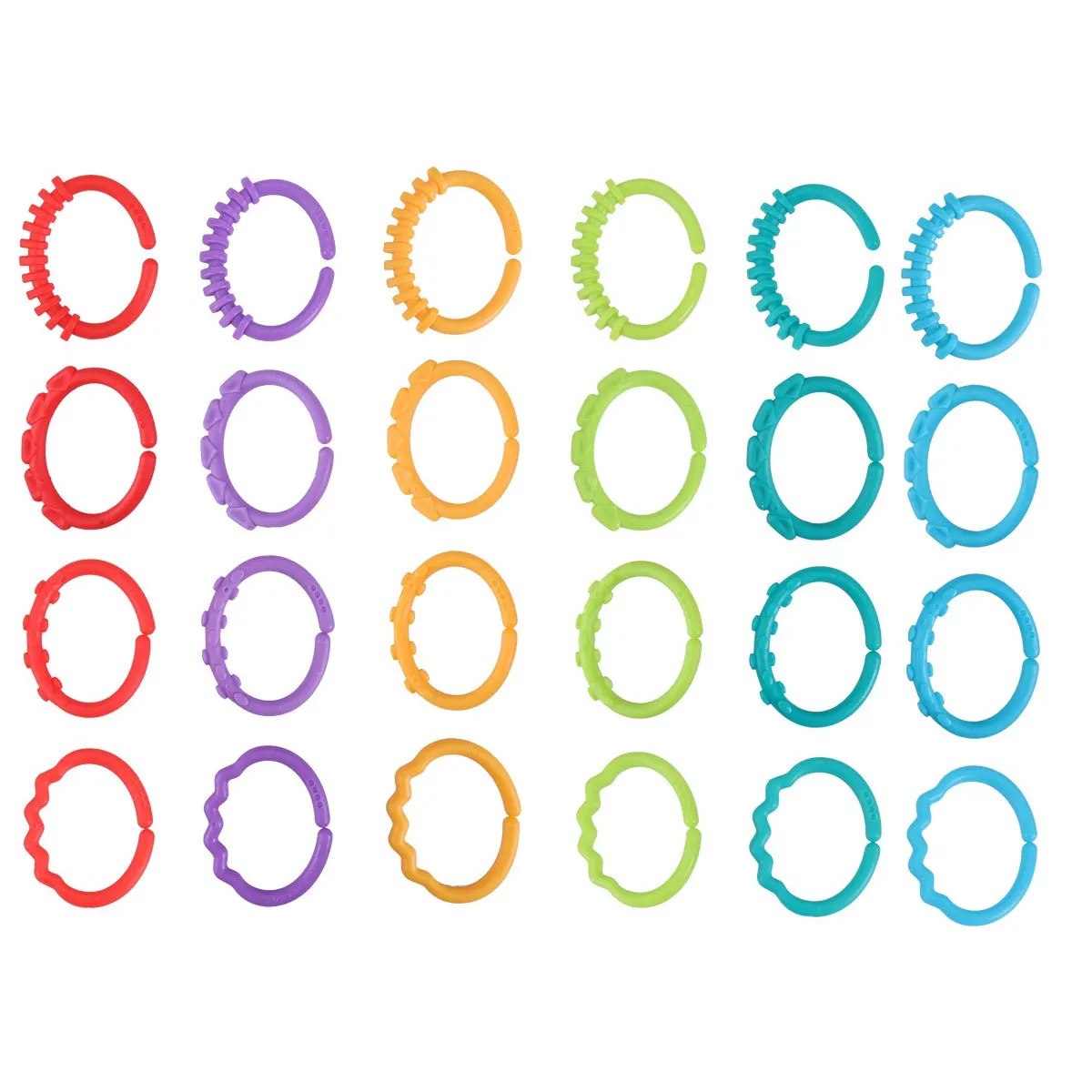 24pcs Baby Teether Rings Infant Hand Grips Stroller Car Seat For 3 Months+ Newborn Teethers Rattle Links
