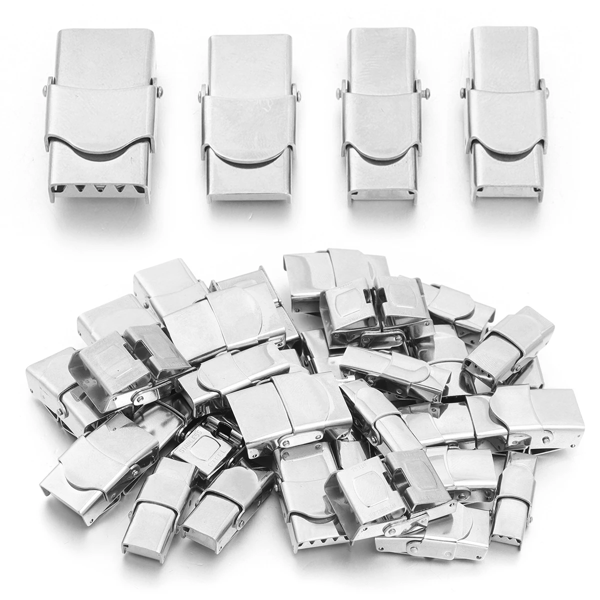 5pcs/lot Stainless Steel Clasp Crimp Jaw Clasps Hook Leather Clasps Fastener Buckle For DIY Bracelet Jewelry Making Connectors