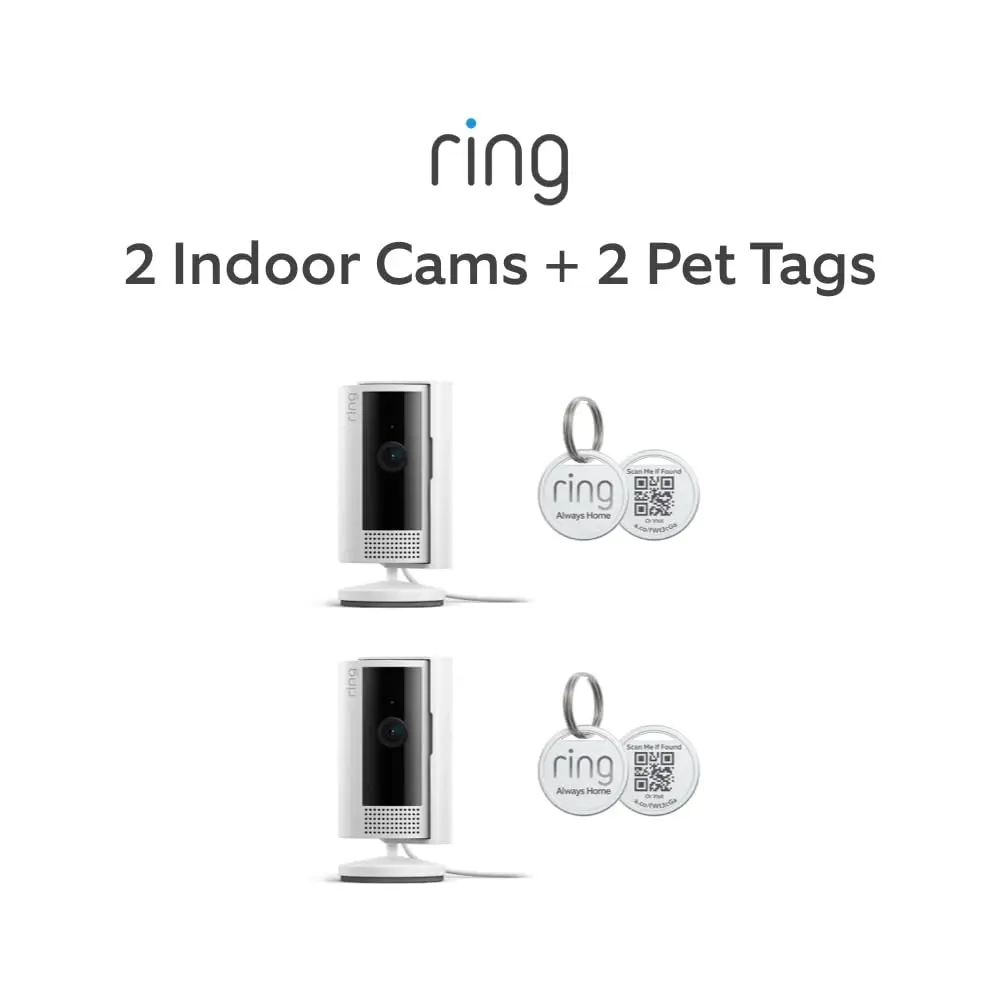 

2 Pack Indoor Cam 2nd Gen with Pet Tags, 1080p HD, Night Vision, Motion Alerts, Alexa Compatible