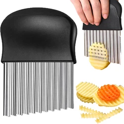 Stainless Steel Potato Chip Slicer Crinkle Cutter French Fry Cutter Dough Vegetable Fruit Potato Cutter Chopper Kitchen Gadget