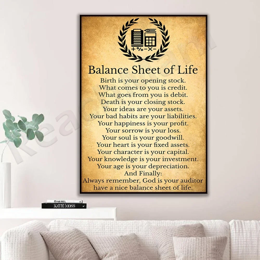 Accounting Accounting Accounting and Balance Sheet Living Posters Bedroom Home Living Decor Wall Art Typographic Posters