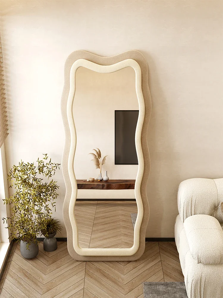 Full body mirror, floor to floor wave creative Nordic living room, bedroom, home wall mounted dressing mirror