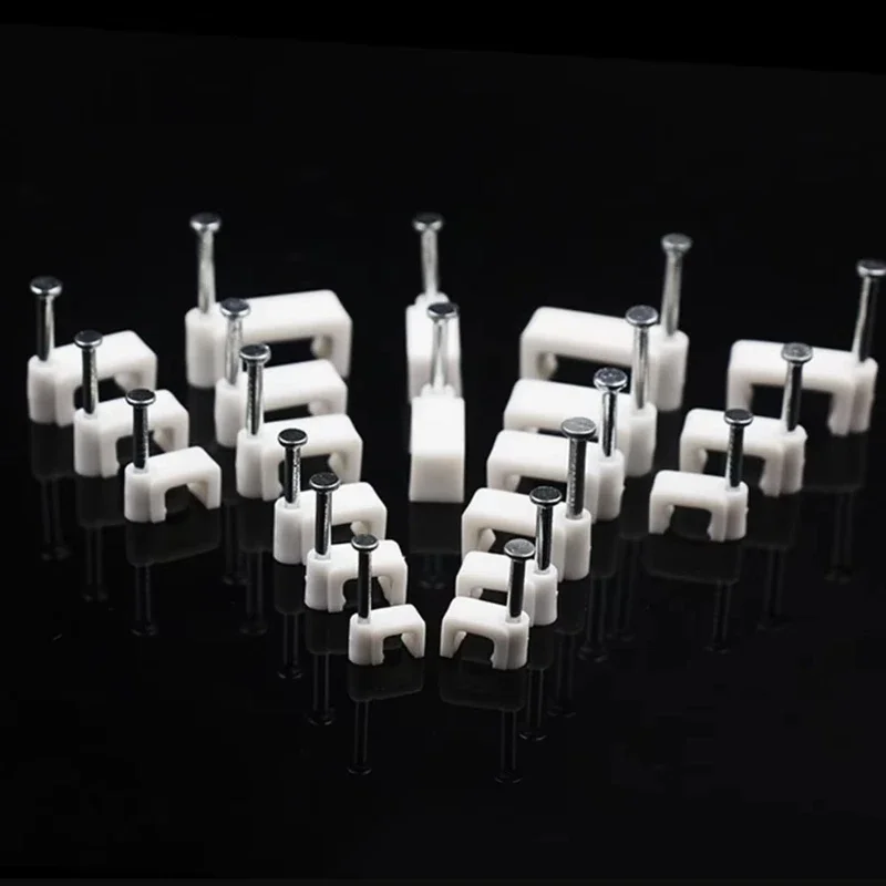 100pcs Multi-purpose Wall Household Supplies Fixing Cable Fixing Clamp Square Clamp Office Trough Bottom Line Wire Card Nail