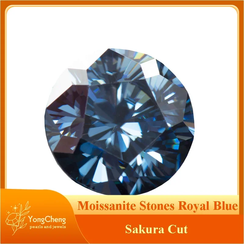 

Moissanite Stones Round Shape Primary Colours Royal Blue Special Sakura Cut DIY Jewelry Making Materials with GRA Certificate