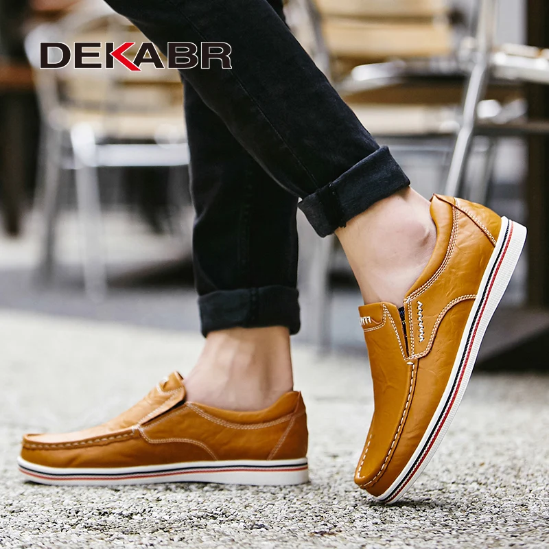 DEKABR Casual Men Shoes Handmade High Quality Cow Leather Fashion Slip On Loafers Flats Comfortable Breathable Driving Shoes