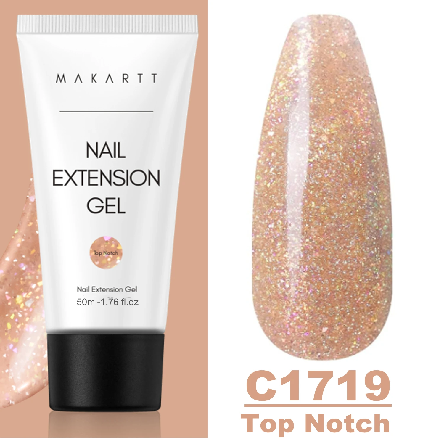 Makartt Poly Extension Gel voor Nagels, 50ML Roze Glitter Nude Transparante Harde Builder Gel Franse Manicure DIY Design Art Thuis Salon