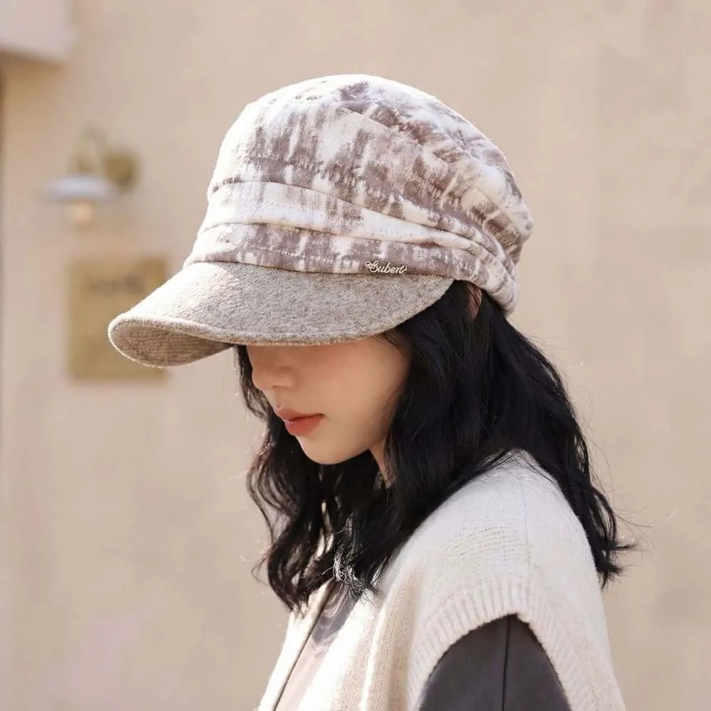Grid Peaked Hat Warm Plaid Newsboy Cap Vintage All Match Checked Slouchy Hat Elegant Sweet Visor Beret Cap Ladies