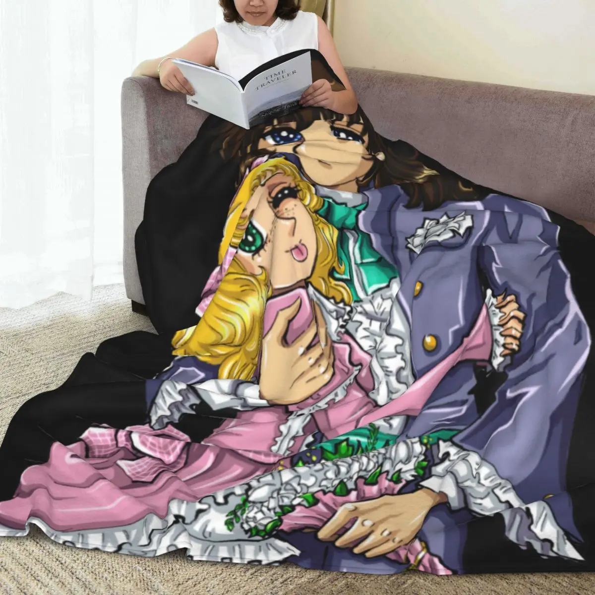 Candy Candy And Terry Grandchaste Blankets Fleece Decoration Anime Multifunction Soft Throw Blankets for Home Office Rug Piece