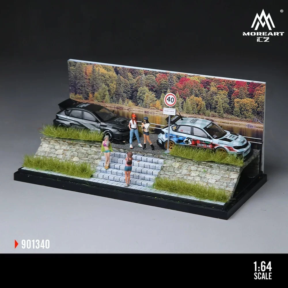 

Pre-sale MoreArt 1:64 Riverside Country Road Miniature Scene Model with Dust Cover