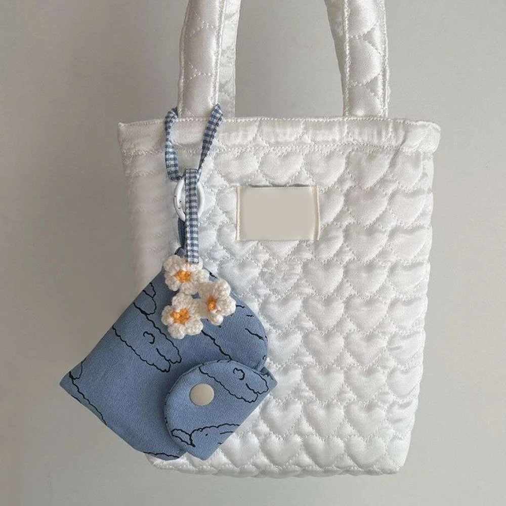 Korean Fashion Card Storage Bag With Pendant Mini Stationery Organizer Portable Card Holder Multilayer Coin Pouch Student Supply