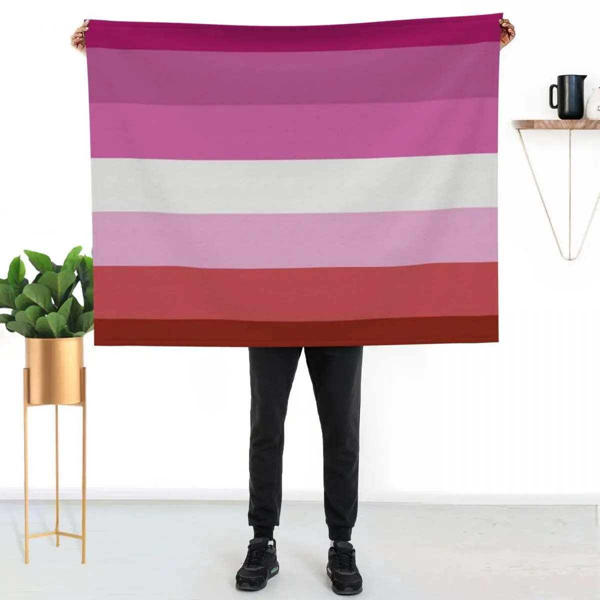 

Lesbian Pride Flag Throw Blanket Stain Resistant Cozy Warm Blanket