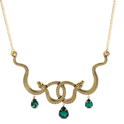 Trendy Vintage Medusa Snake Necklace Double Snake Pendant Gold Color Metal Necklace Choker Fashion Gothic Amulet Jewelry