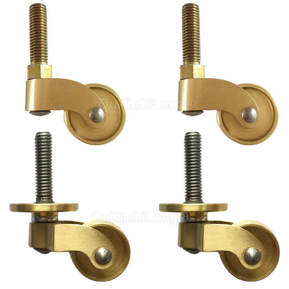 عجلات دوارة من النحاس الأصفر ، ساق ملولب ، عجلات لخزانة أثاث العربة وخزانة الملابس ، السعة الإجمالية 176lbs ، GF1455 ، 1