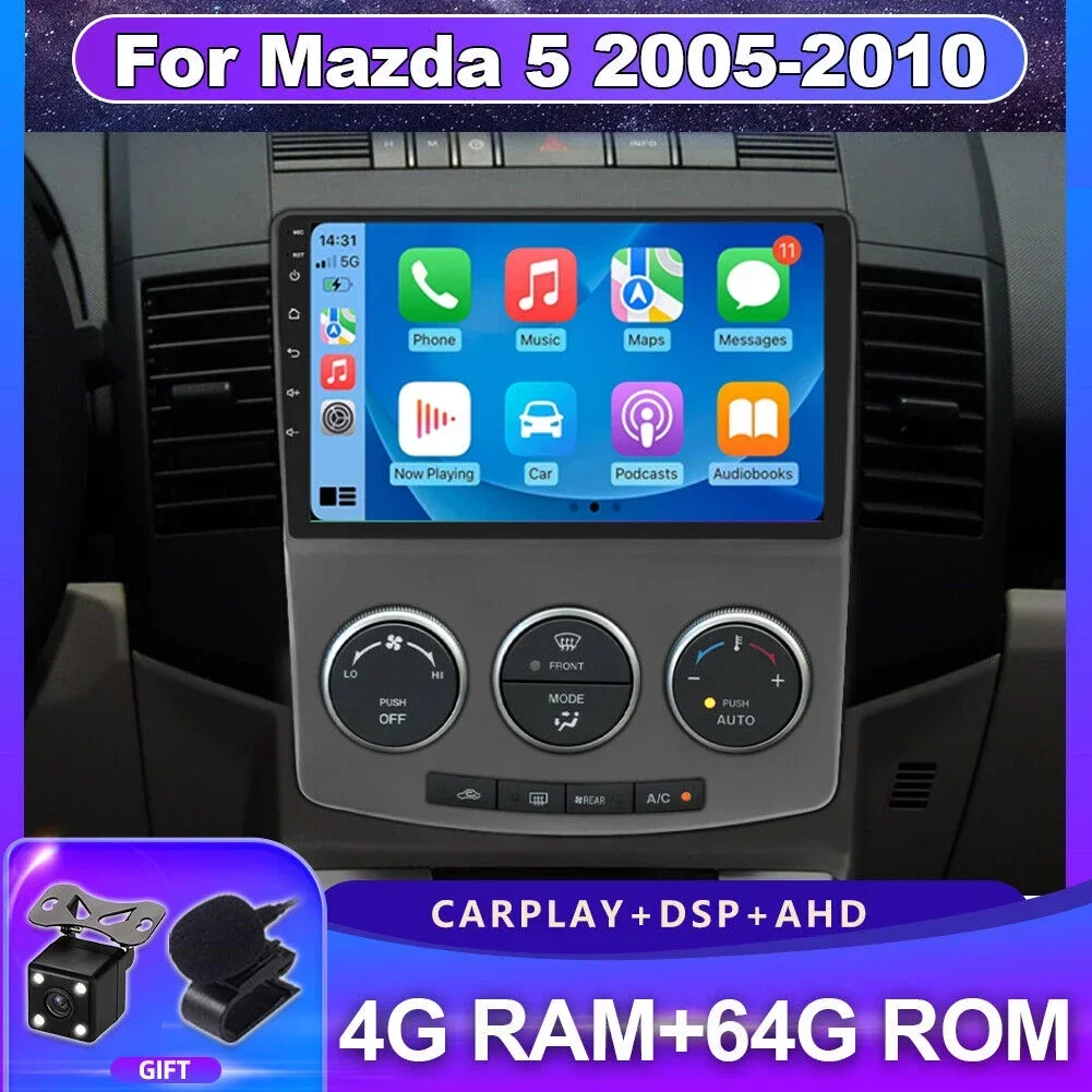 

2 din для MAZDA 5 2005 2006 2007 2008 2009 2010 старый автомобильный радиоприемник мультимедийный видеоплеер навигация GPS Android 14 RAM 6G + ROM 128G