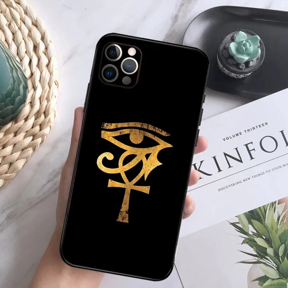 Ancient Egypt Eye Of Horus Phone Case For iPhone15,14,13,12 Mini 11 Pro XR,X,XS,MAX 6S,7,8 Plus Silicone Cover Soft Black