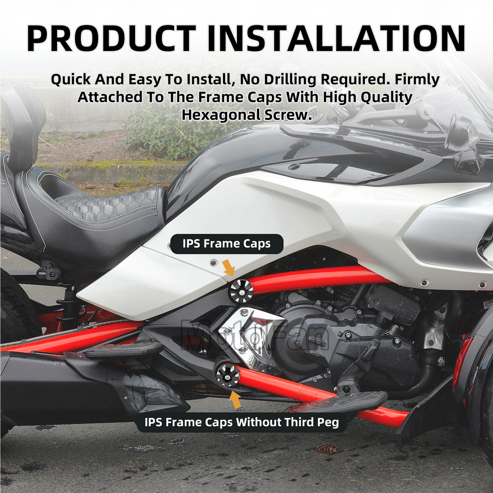 Motorcycle Frame Hole Caps Cover Plug For Cam-Am Spyder 2010-2023 F3-S,F3-T,F3 Limited, Spyder F3 Limited Speceal Series