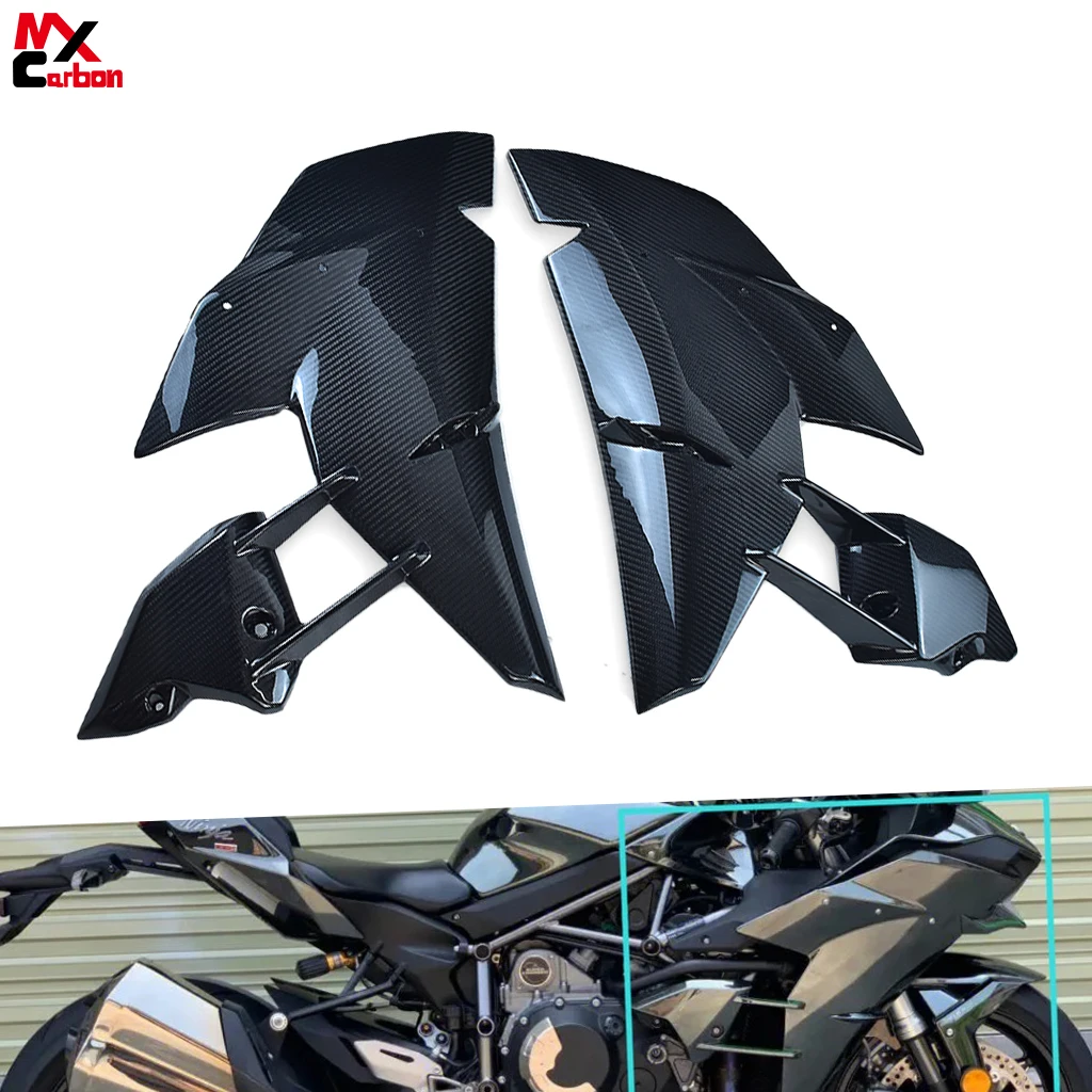 Motorcycle Modified Real Carbon Fiber Large Side Panels Accessories Side Fairing For Kawasaki H2/H2R 2015+