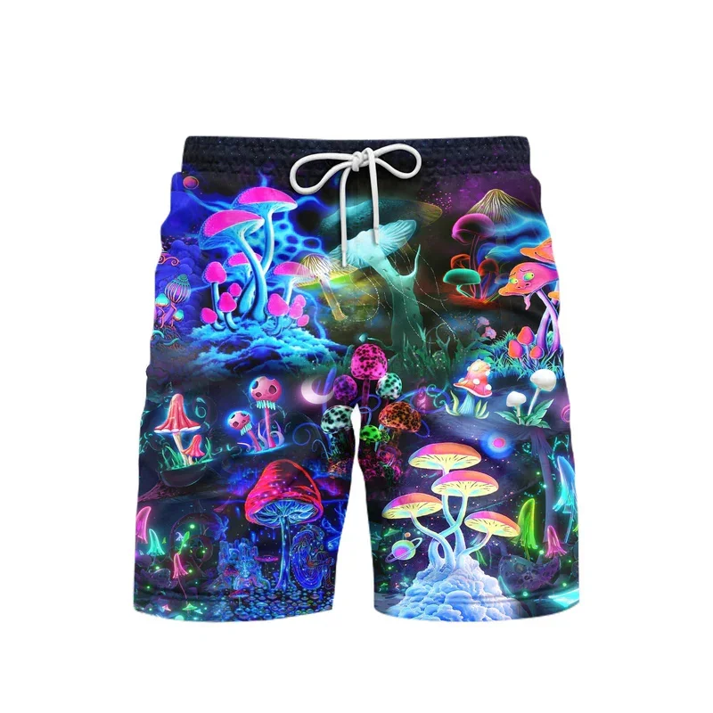 Fantasy Mushrooms 3D Print Beach Short For Men\'s Hip Hop Street Shorts Harajuku Personality Fashion Colorful Pattern Plant Pants