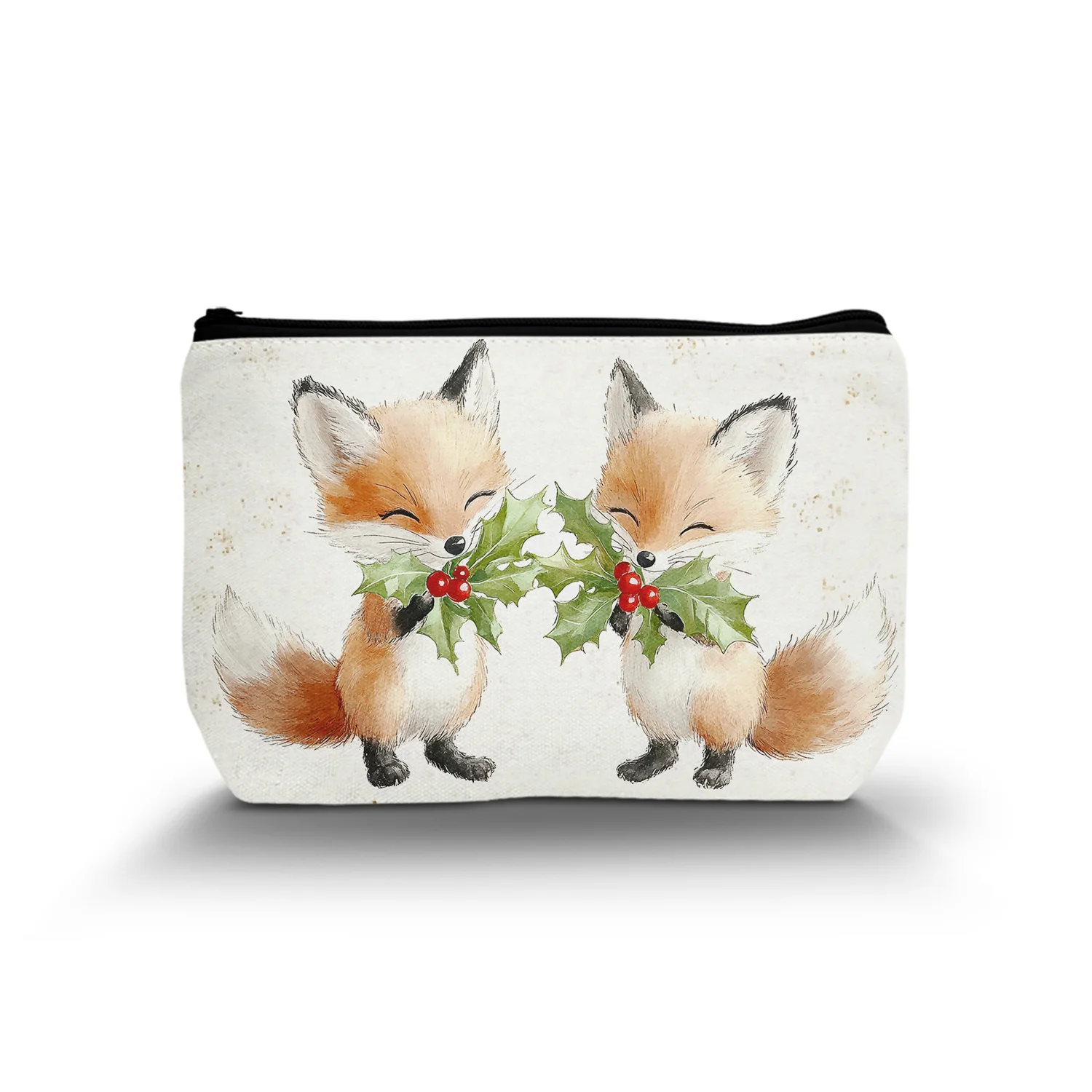 1Pc Cartoon Art Animal Cosmetic Bag Fox Cute Simple Durable Zipper Portable Women Cosmetic Bag Best Gift For Friends