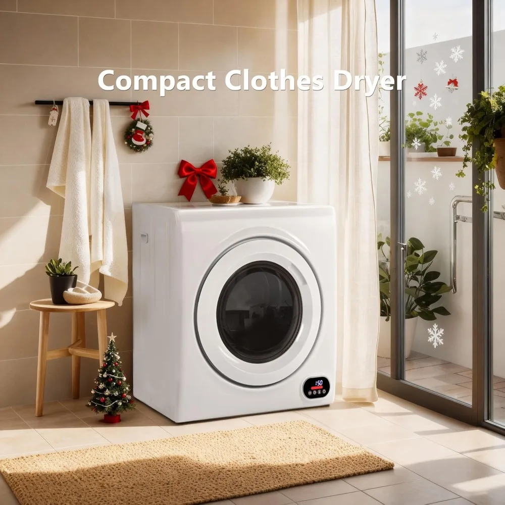 Portable Dryer 1400W 2.65 Cu.Ft Compact Clothes Drying Machine with Stainless Steel Drum LCD Display & Exhaust Hose for