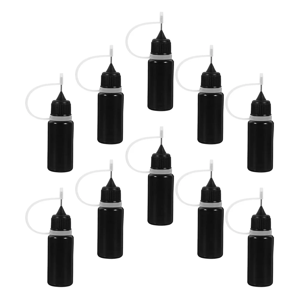 

10 Pcs Squeeze Bottles Needle Tip Glue Applicator Precision Fine for Paint Black Dispenser Liquids